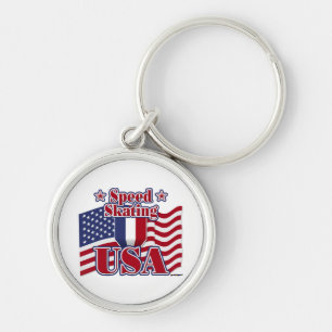 Speed Skating USA Keychain