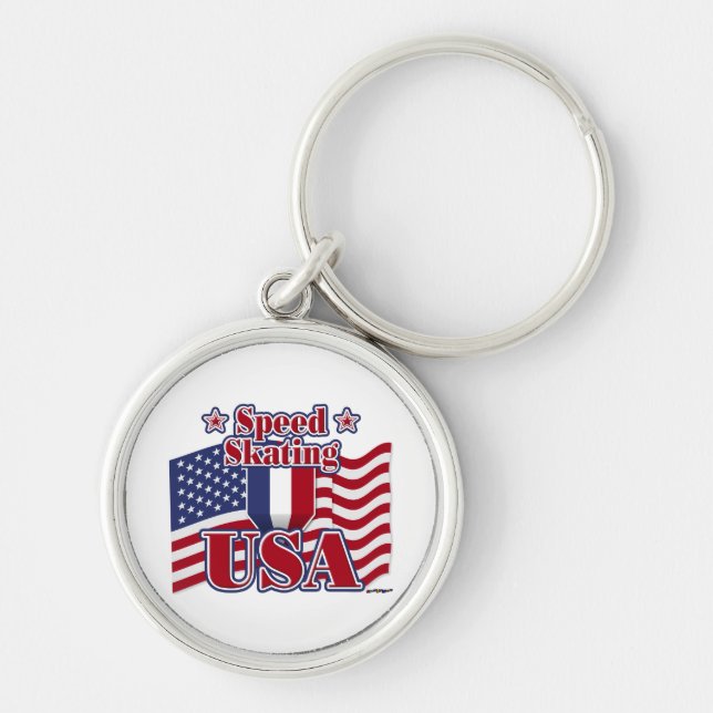 Speed Skating USA Keychain (Front)