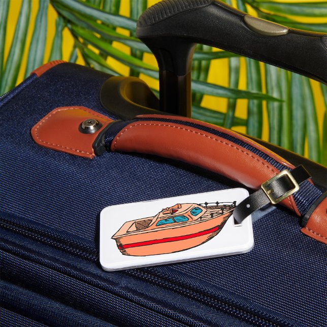 Speedboat Illustration Fun Nautical Boat Design Luggage Tag (Creator Uploaded)