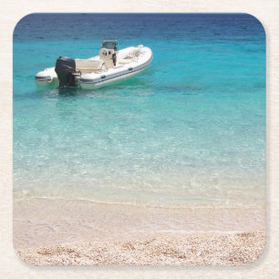 Speedboat in the blue sea coaster