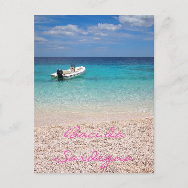 Speedboat in the blue sea in Sardinia postcard (Front)