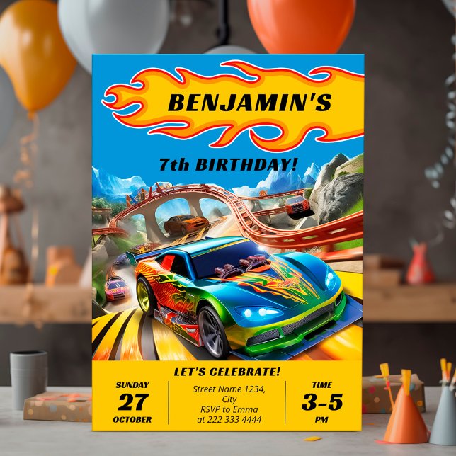 Speeding into Fun Custom Race Cars Birthday Invite (Creator Uploaded)