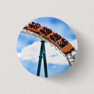 Speeding Orange Roller Coaster 1 Inch Round Button