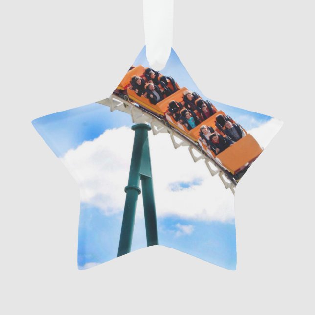 Speeding Orange Roller Coaster Ornament (Front)