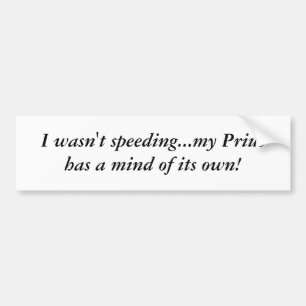 Speeding Prius Bumper Sticker