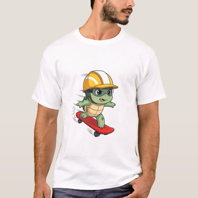 Speeding Skater Turtle Character T-Shirt (Front)