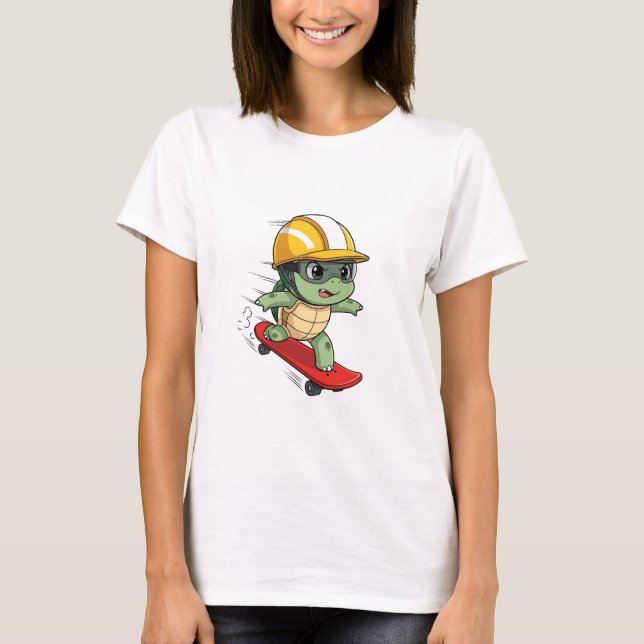Speeding Skater Turtle Character T-Shirt (Front)