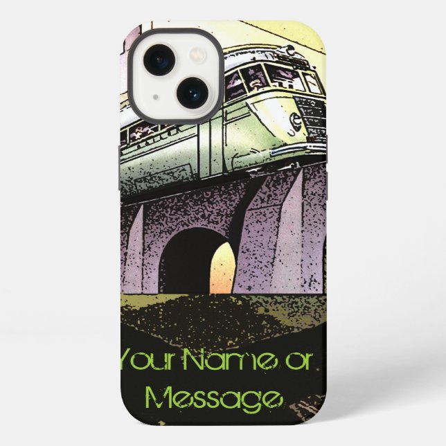 Speeding Train on Bridge (Personalized) iPhone Case (Back)
