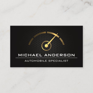 Speedometer Gold Metallic   Auto Logo Business Card