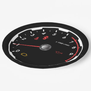 Speedometer - Tachometer Car Lover Paper Plate