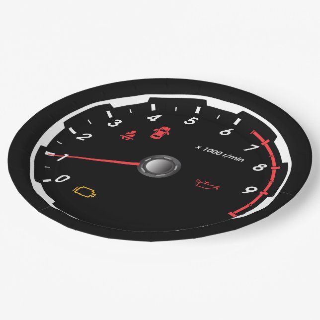 Speedometer - Tachometer Car Lover Paper Plate (Angled)