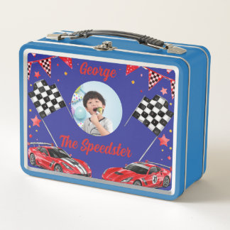 Speedster Red & Black Race Car Kids  Photo School  Metal Lunch Box