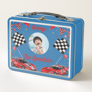 Speedster Red & Black Race Car Kids  Photo School  Metal Lunch Box