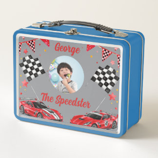 Speedster Red & Black Race Car Kids  Photo School  Metal Lunch Box
