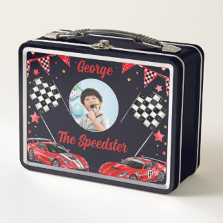 Speedster Red & Black Race Car Kids  Photo School  Metal Lunch Box
