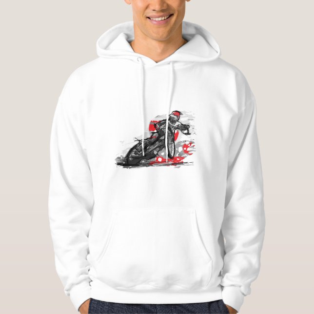 Speedway Flat Track Motorcycle Racer Hoodie (Front)