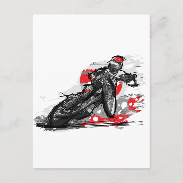 Speedway Flat Track Motorcycle Racer Postcard (Front)