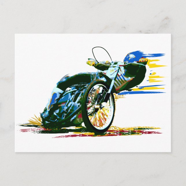 Speedway Motorcycle Racer Painting Postcard (Front)