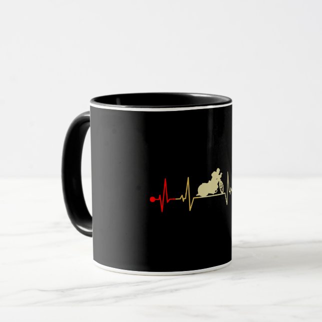 Speedway Motorcycle Racer Racing Heartbeat Vintage Mug (Front Left)