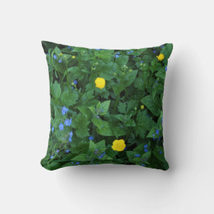 Speedwell and Buttercups Throw Pillow