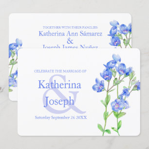 Speedwell flower watercolor blue wedding invite