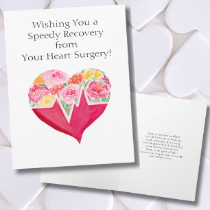 Speedy Recovery from Heart Surgery Heart Flowers Card