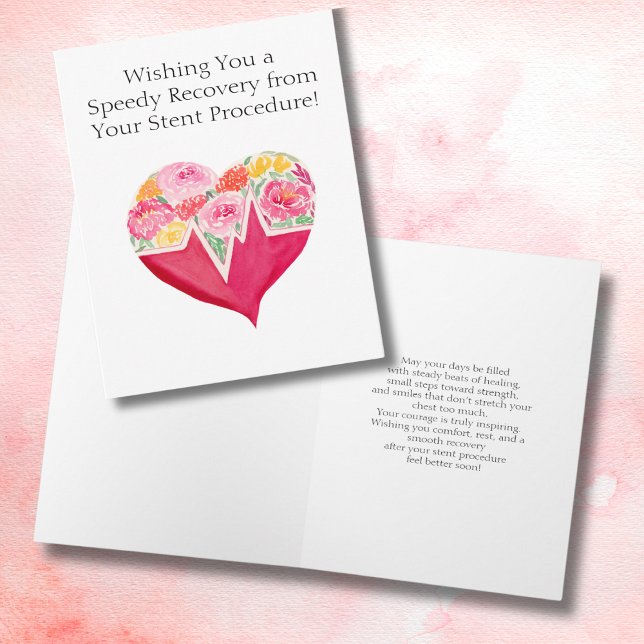 Speedy Recovery from Stent Procedure Heart Flowers Card (Creator Uploaded)
