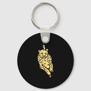 Speedy running cheetah wild cat animal hunting for keychain