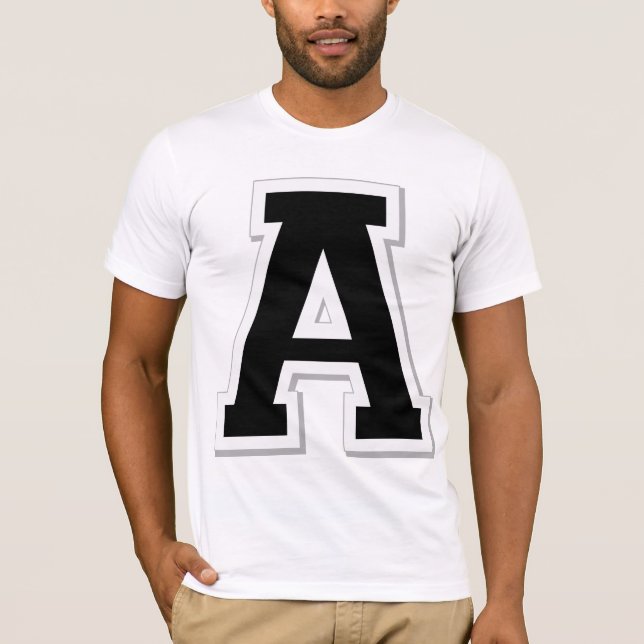 Spell it Out Initial Letter A Black Men's Tee (Front)