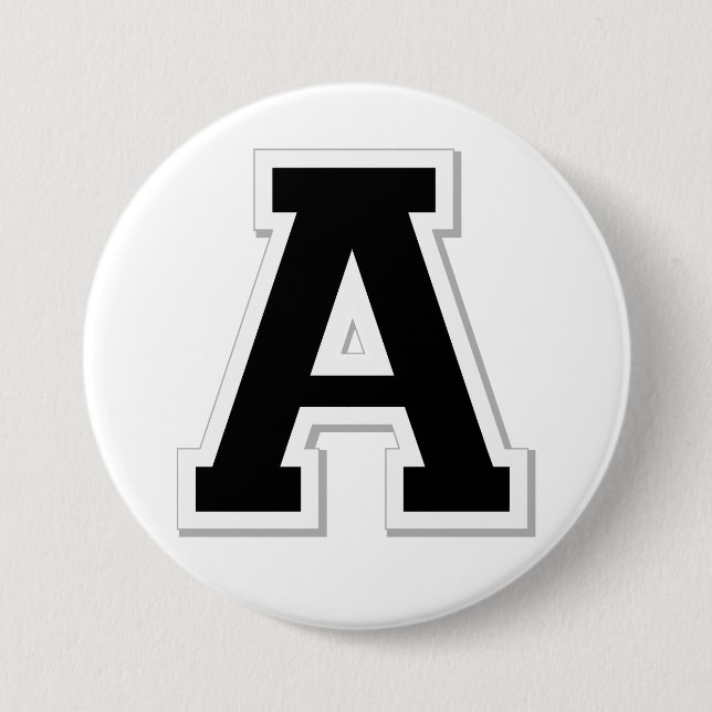 Spell it Out Initial Letter A in Black Button (Front)
