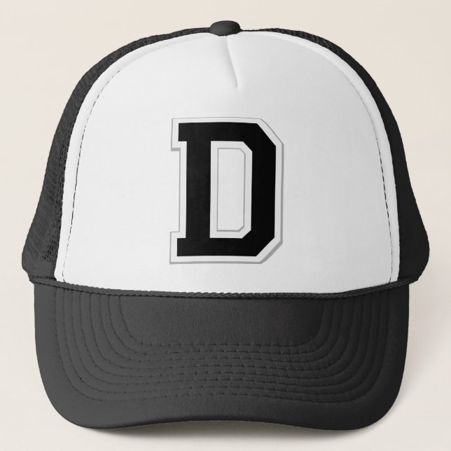 Spell it Out Initial Letter D in Black Ball Cap (Front)