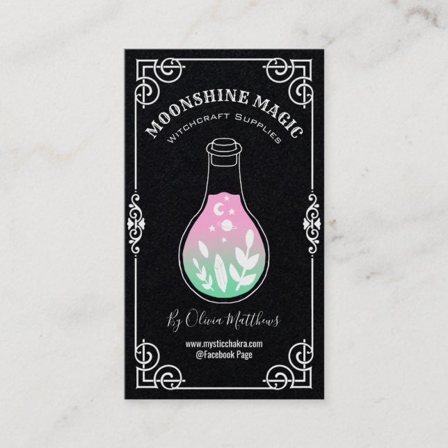 Spell Jar Black Witchcraft Business Card (Front)