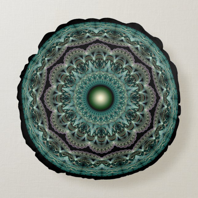 Spellbinding fractal glossy fancy ornament round pillow (Front)