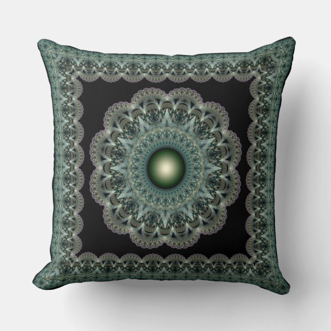 Spellbinding fractal glossy framed ornament throw pillow (Front)