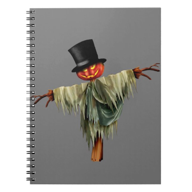 Spellbinding Reflections: B&W Halloween Spiral  Notebook (Front)