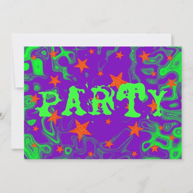 Spellbound purple 'Party' invitation (Front)