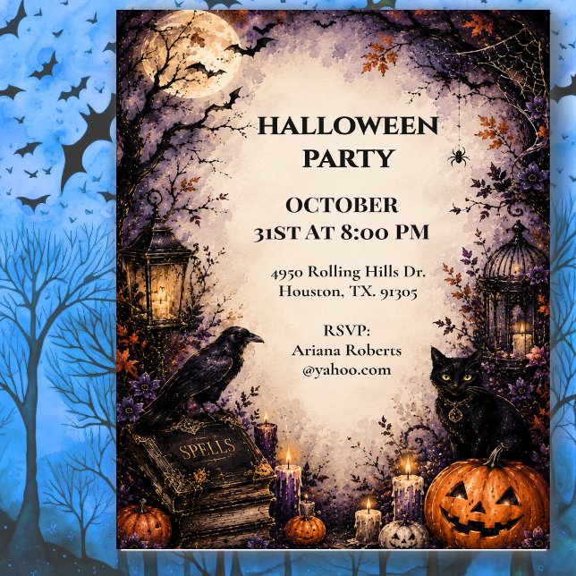Spellbound Raven Halloween Party Invitation (Creator Uploaded)