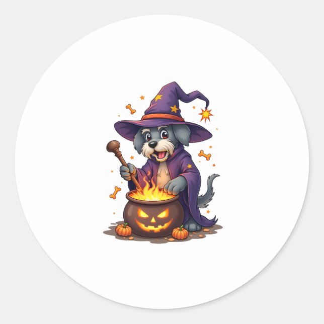 Spellcasting Schnauzer Classic Round Sticker (Front)
