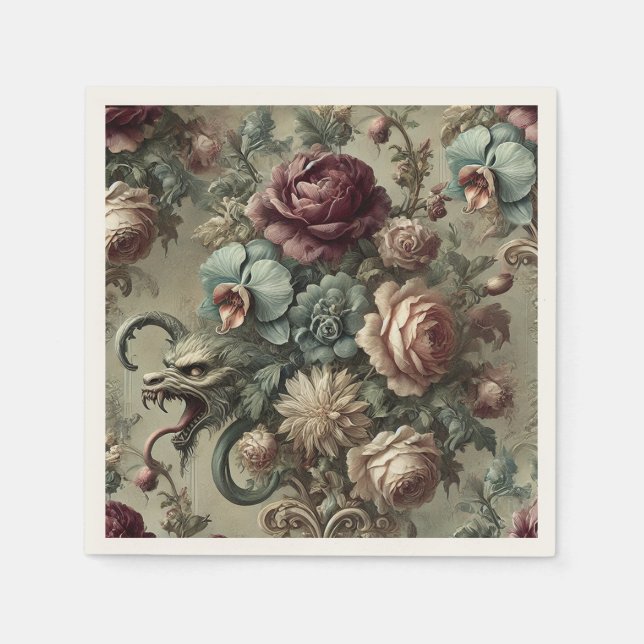 Spellhound – Gothic Floral Baroque  Napkin (Front)