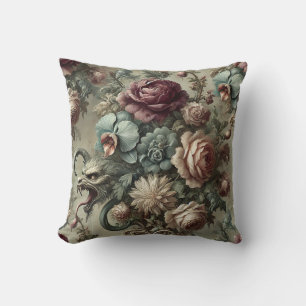 Spellhound – Gothic Floral Baroque Throw Pillow