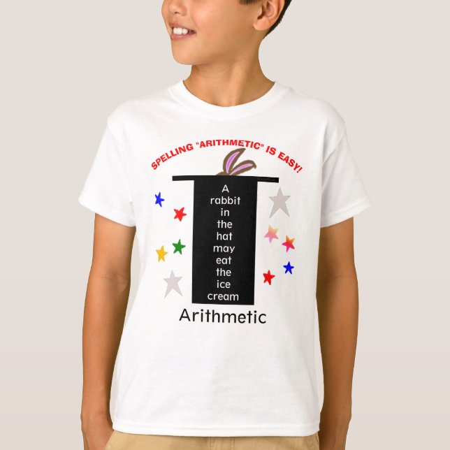 Spelling Arithmetic Magic Bunny Ears Stars T-Shirt (Front)