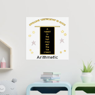 Spelling Arithmetic Rabbit in Hat Gold Stars Foil Foil Prints