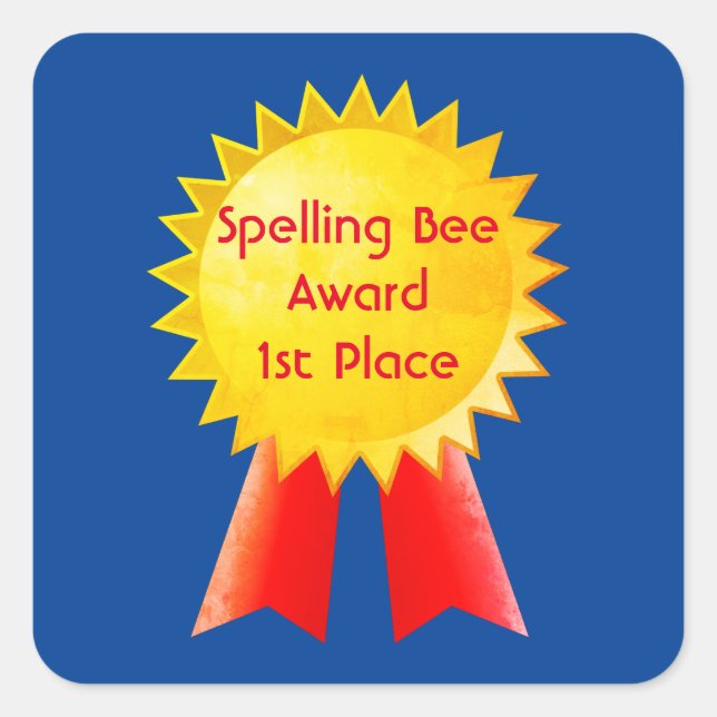 Spelling Bee Award 1st Place Homeschool Square Sticker (Front)
