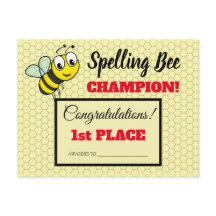 Spelling Bee Award First Place Champion School