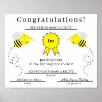 Spelling Bee Participant Certificate for Kids