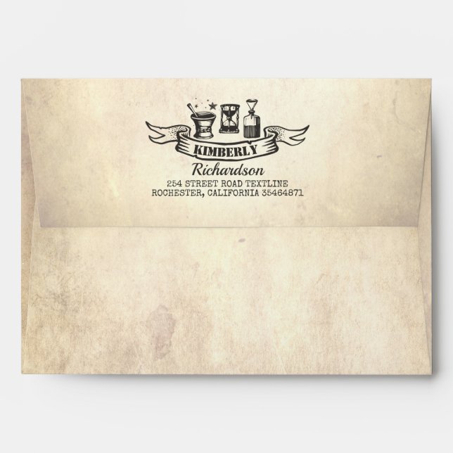 Spells and Potions Magic Tools Vintage Old Envelope (Back (Top Flap))