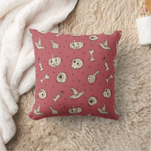 Spells & Skeletons Halloween Throw Pillow