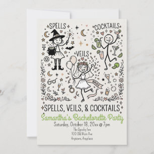 Spells, Veils, and Cocktails Bachelorette Party Invitation