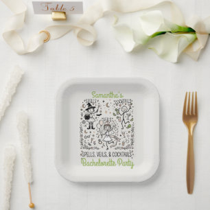 Spells, Veils, and Cocktails Bachelorette Party  Paper Plate