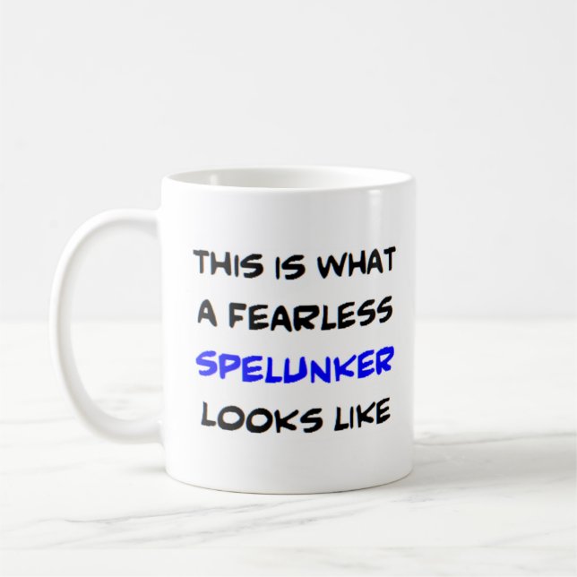 spelunker, fearless coffee mug (Left)